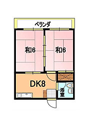 アパート当山 2DKの間取図画像