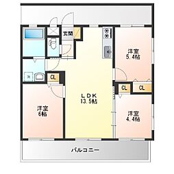 (仮)H氏共同住宅新築 3LDKの間取図画像
