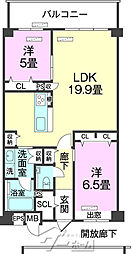 ワイズエステムコート那覇真嘉比 203 2LDKの間取り