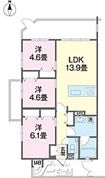 Ｌａｎａ首里石嶺セウ　アズール 105 3LDKの間取り
