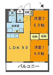 コーポラスJOY 2LDKの間取図画像