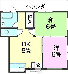 メゾンひとし 2DKの間取図画像