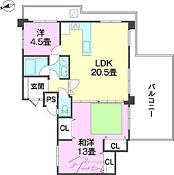 ライオンズマンション古波蔵第3 2LDKの間取図画像