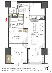 プレミアムコート浦添牧港 2LDKの間取図画像