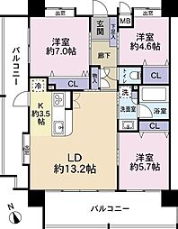 グランツ宮里 3LDKの間取図画像