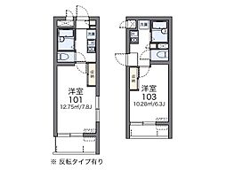 レオパレスヒルサイド松尾2 1Kの間取図画像
