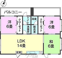 喜友名アパート 3LDKの間取図画像
