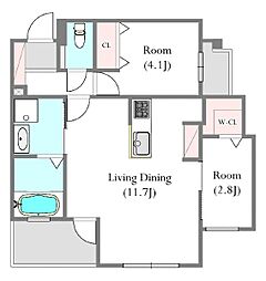 CASA VISTA UEBARU 2LDKの間取図画像