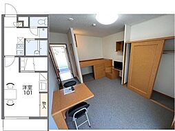 レオパレスルーペ1075 1Kの間取図画像