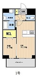 ＬＩＢＴＨ前島III 201 2階1LDKの間取り