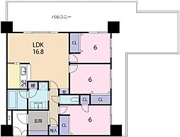 ゼファー浦添学園通り　13階 1307 3LDKの間取り
