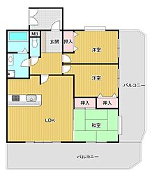 ローズマンション牧港 3LDKの間取図画像