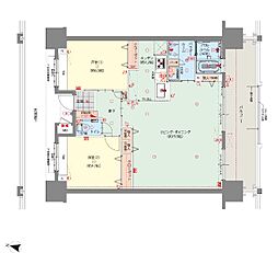 プレサンスロジェ西崎レーヴタワー 2LDKの間取図画像
