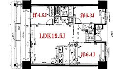 プレサンスロジェ西崎レーヴタワー 3LDKの間取図画像
