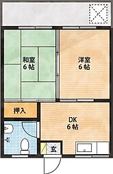 コーポ赤嶺 2DKの間取図画像