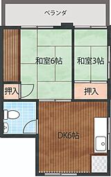 冨里アパート 2DKの間取図画像