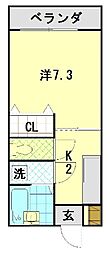 コーポ崎原 1Kの間取図画像