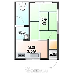 崎山アパート 1Kの間取図画像