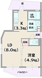 カーサアルセ 1階1LDKの間取り