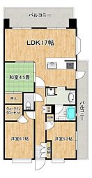 グランドパレス壺川 2階3LDKの間取り