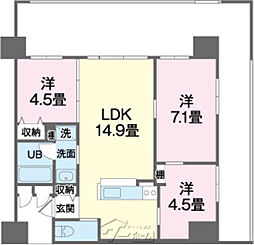 プレミアムコート浦添牧港 1403 3LDKの間取り