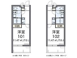 クレイノさんだんか2 1Kの間取図画像