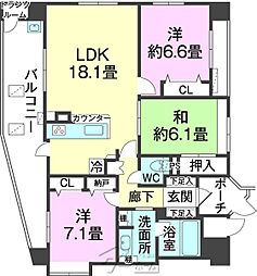 D'クラディア新都心ラックスヒルズ 3LDKの間取図画像
