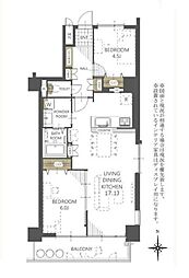 ペガサスマンション曙 10F 2LDKの間取り