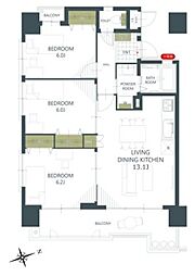 ライオンズタワー安里 3LDKの間取図画像