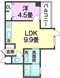 フェリスメゾン嘉真 1LDKの間取図画像