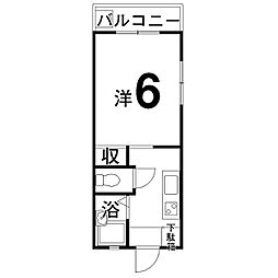 西影マンション 1Kの間取図画像