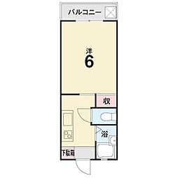 西影マンション 1Kの間取図画像