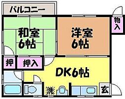 北久米ハイツ 2DKの間取図画像