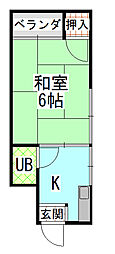 コーポ伊吹 1DKの間取図画像