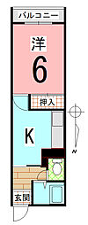 天野マンション 1Kの間取図画像