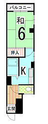 天野マンション 1Kの間取図画像