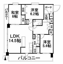 シャルムコート大街道 3LDKの間取図画像