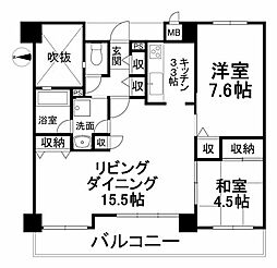 ジェイシティ持田 2LDKの間取図画像