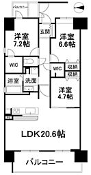 ポレスター松山フォレストシティ 3LDKの間取図画像