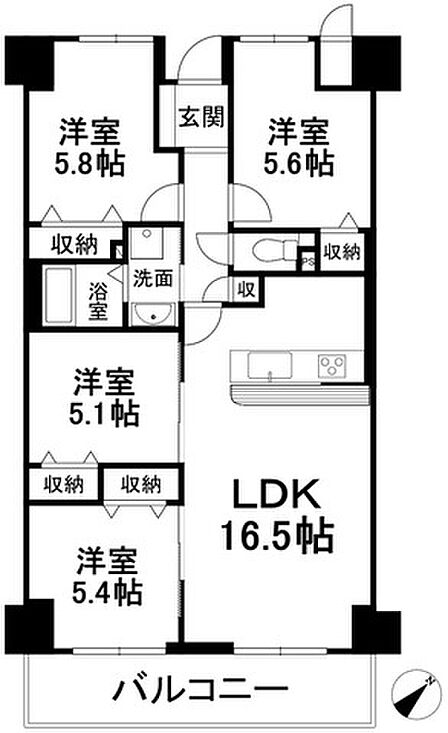 4LDK 間取り