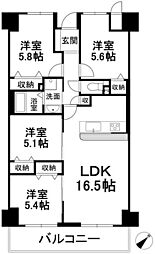 サーパス衣山壱番館 4LDKの間取図画像