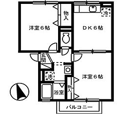 ガーデンズK2 2DKの間取図画像