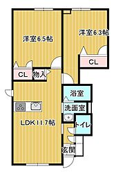 フェリシードサリーチェ 2LDKの間取図画像