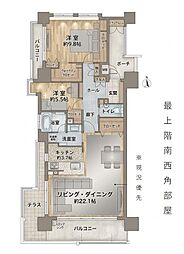 クレアガーデン東雲ファサード 2LDKの間取図画像
