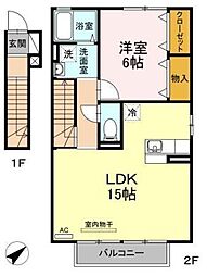 ボナール2 1LDKの間取図画像