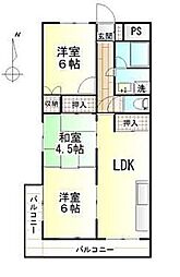 第5越智マンション 2階3LDKの間取り