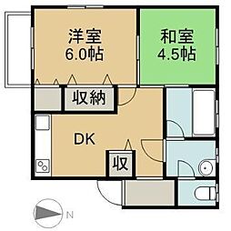 藤田コーポB 2DKの間取図画像