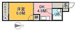 アーバンコート西町 1DKの間取図画像