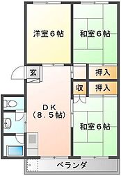 ベルコート七宝台 3DKの間取図画像