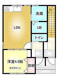 カンパニア西の土居弐番館 1階1LDKの間取り